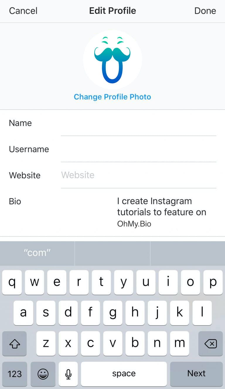 centrer bio instagram tutoriel profil instagram ohmybio