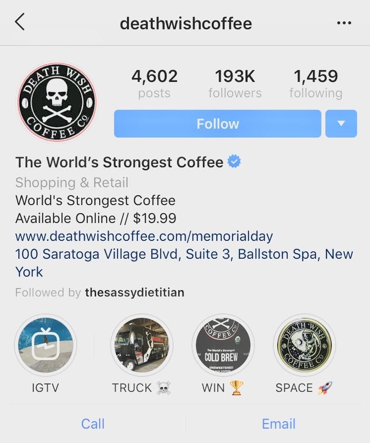 instagram profil deathwishcofee