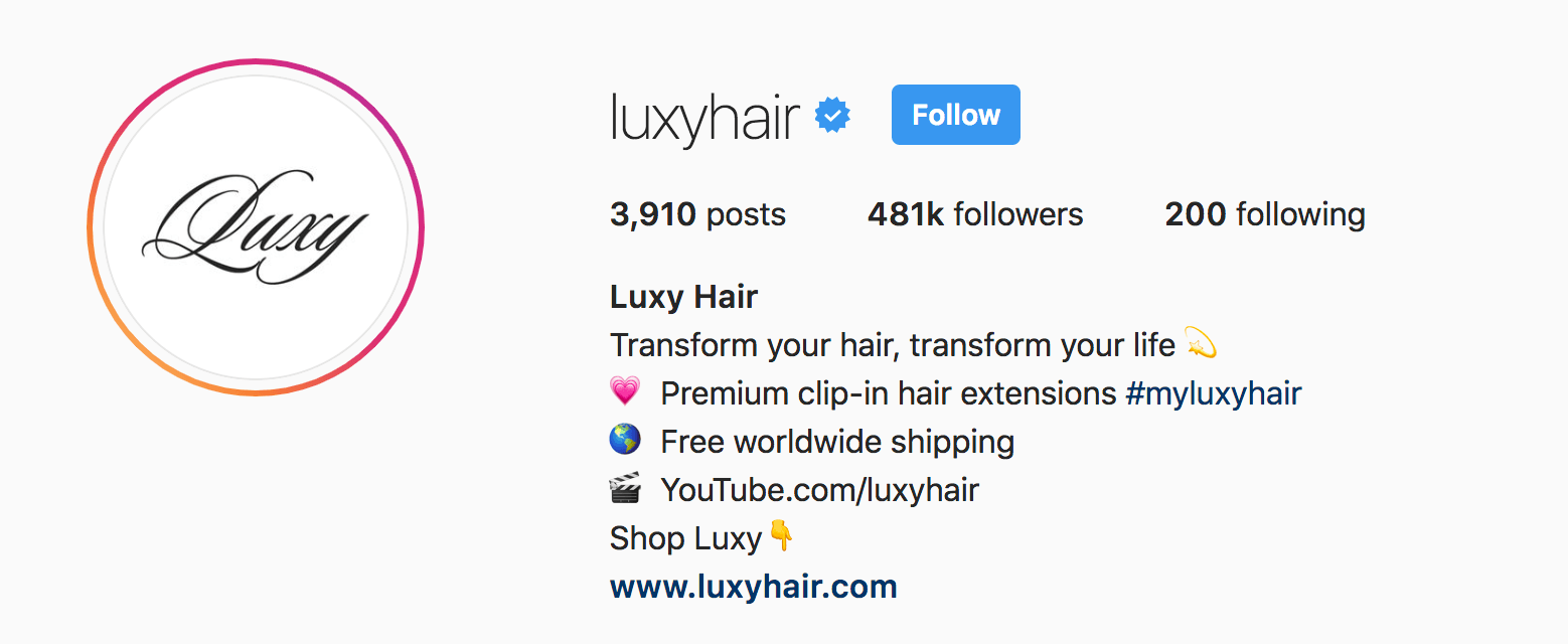 luxy hair profil instagram